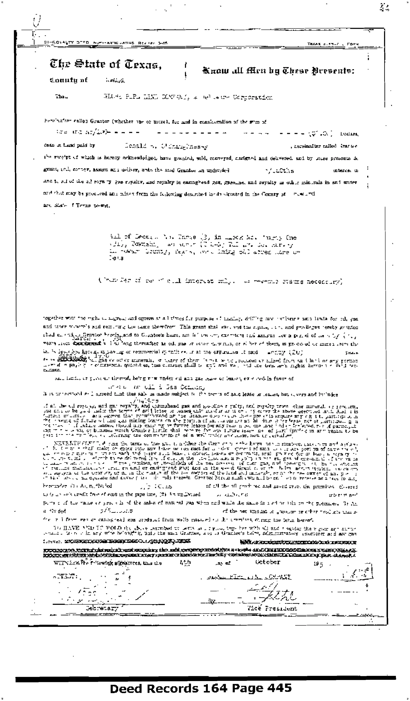 Globe Pipe Line Co - Recorded Dr Vol: 164 Pg: 445; Royalty Deed (Doc #DOCC1951-355-418179)